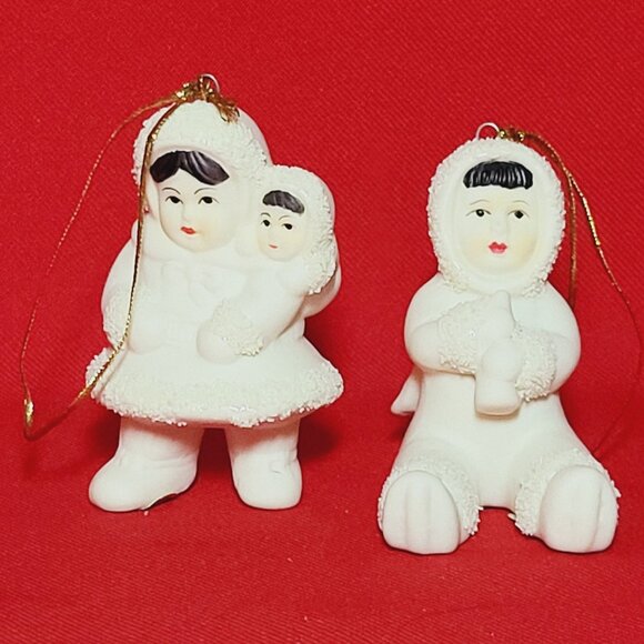 Arctic Kids Of Alaska Snow Babies Christmas Ornaments Set of 2 - Picture 1 of 11